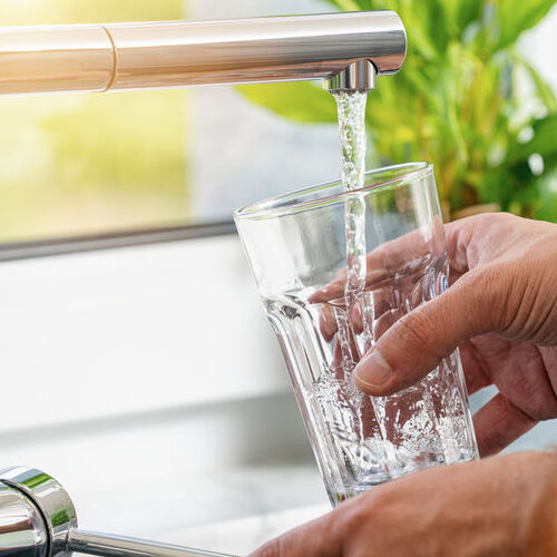 Water from kitchen faucet