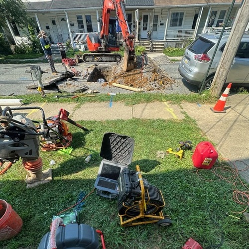 Plumbers repair pipes.