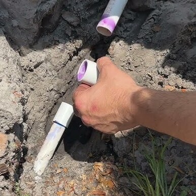 A hand-dug pipe trench